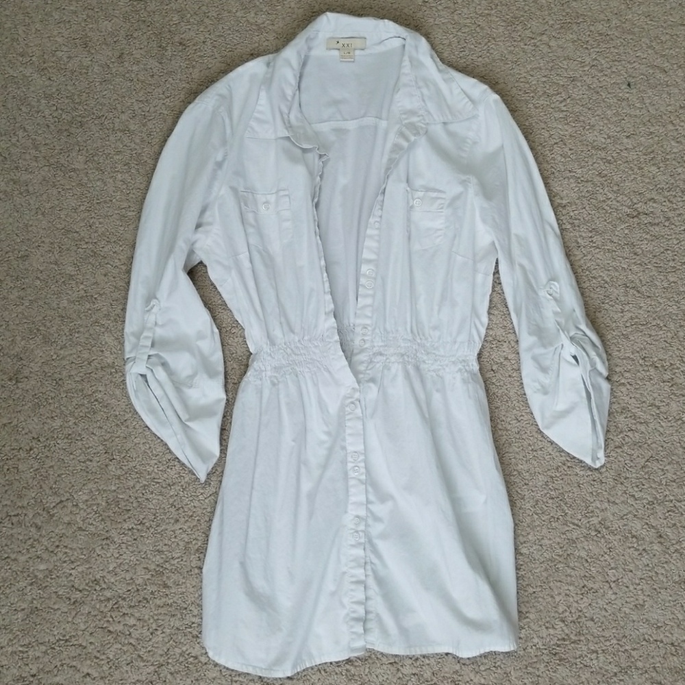 FOREVER 21 White Fitted Blouse